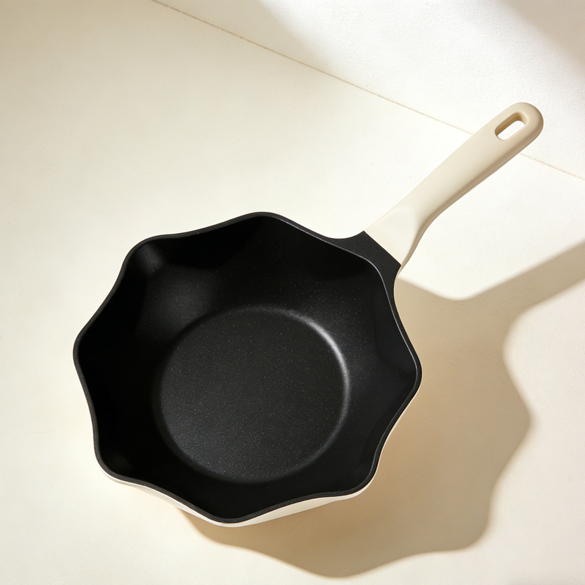 Close-up of durable iron wok handle