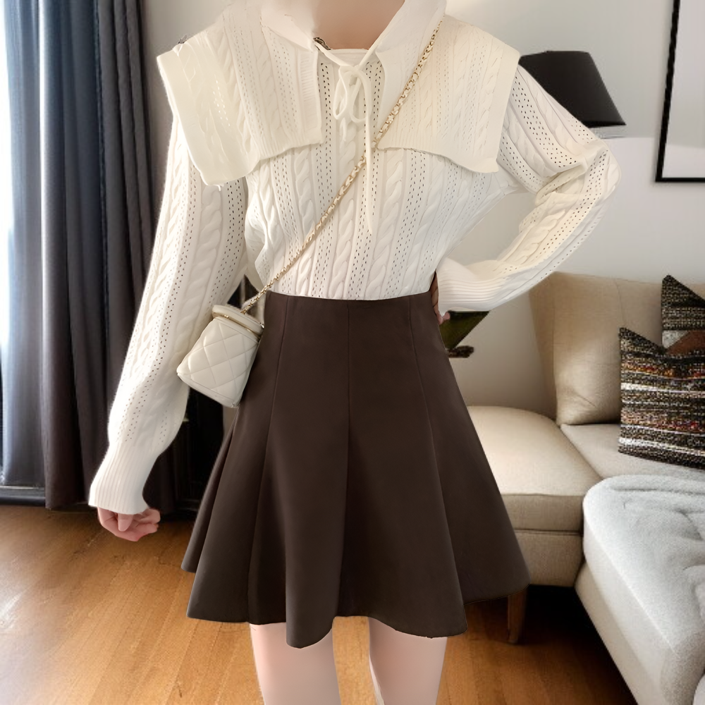 코듀로이 미디 스커트