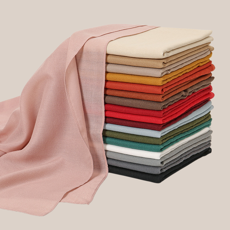  Bufanda de lino para mujer, color sólido