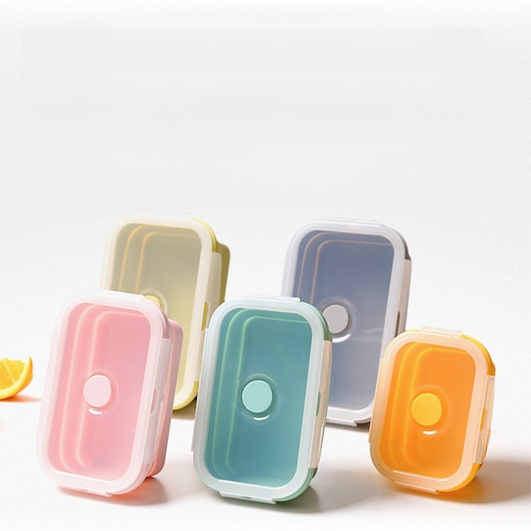 Portable silicone folding lunch box