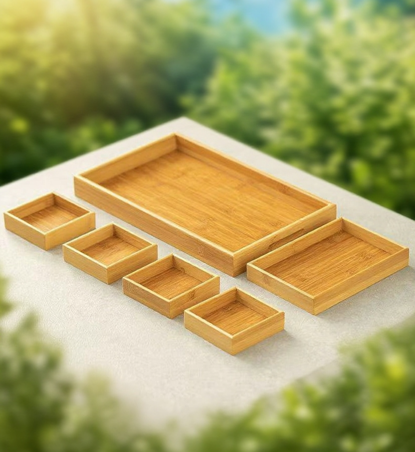 친환경 대나무 소재의 트레이 디테일