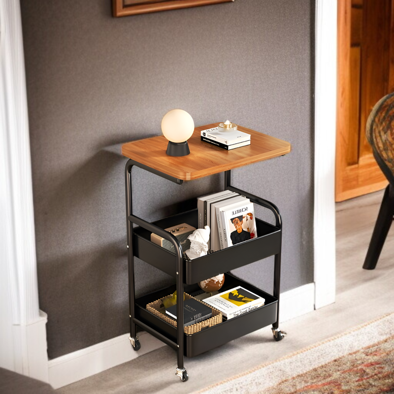 가정용 고풍 이동식 선반 다층 리어카 도르래 책꽂이 수납선반