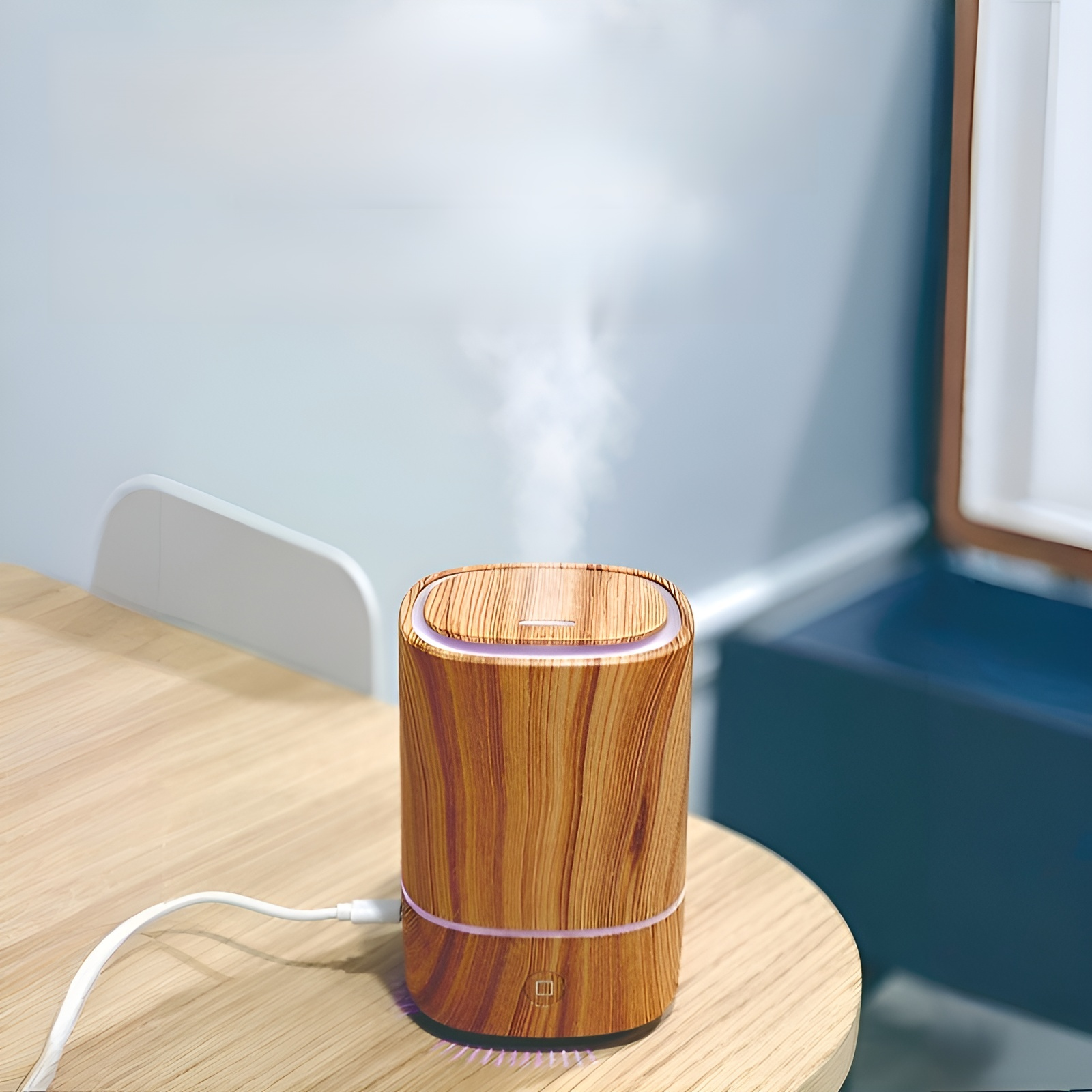 新しい空気加湿器USB車オフィス木目調アロマセラピーマシン超音波スプレー家庭用清浄機