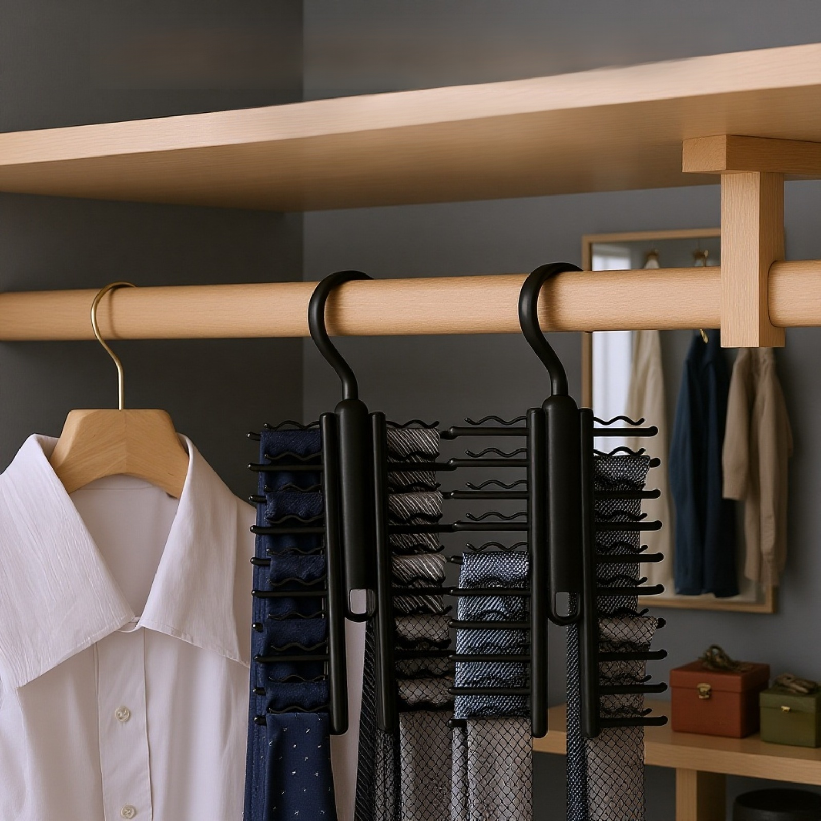 رف تخزين الحزام والحزام الجلدي