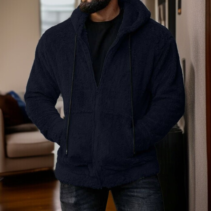 Men's hooded jacket with adjustable drawstrings