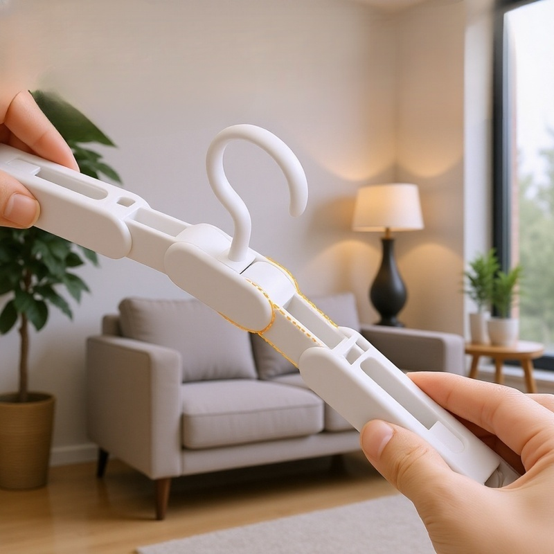 Space-saving folding hanger with no-mark design
