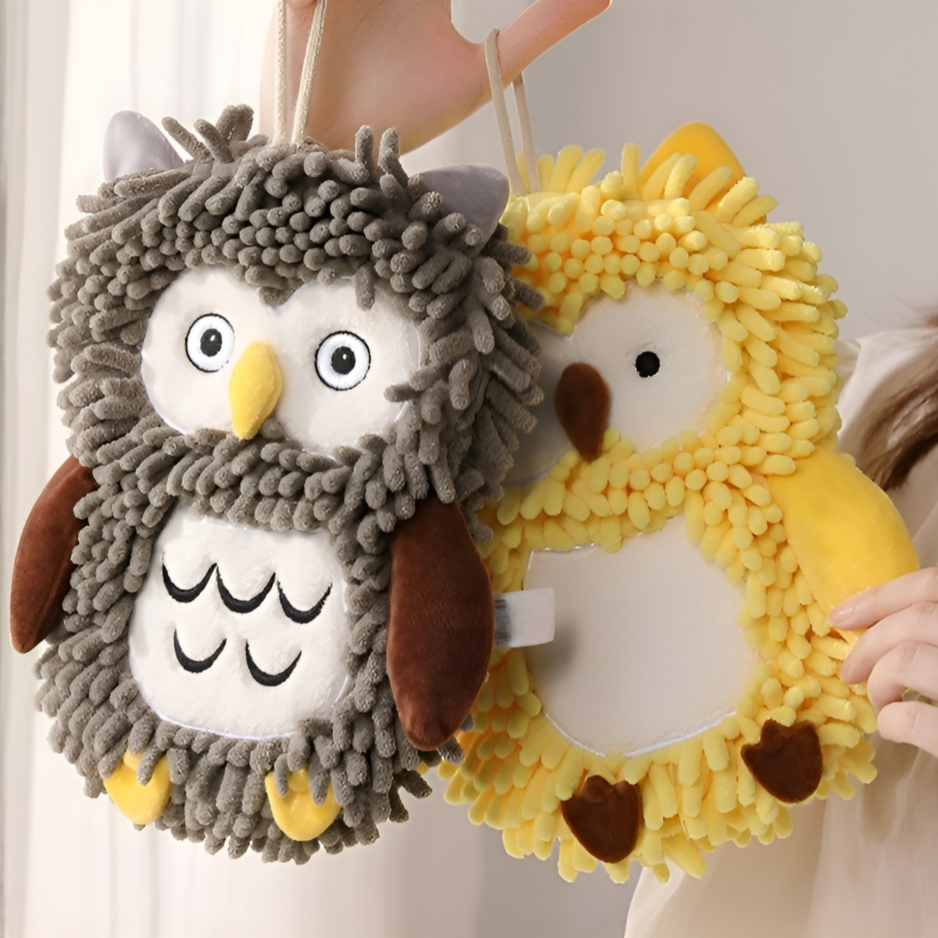 Cute Owl Chenille Hand Towel