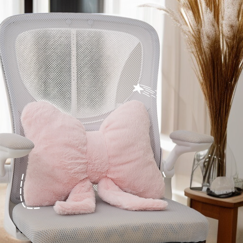 핑크 리본 소파 인조 토끼털 편안한 베개
