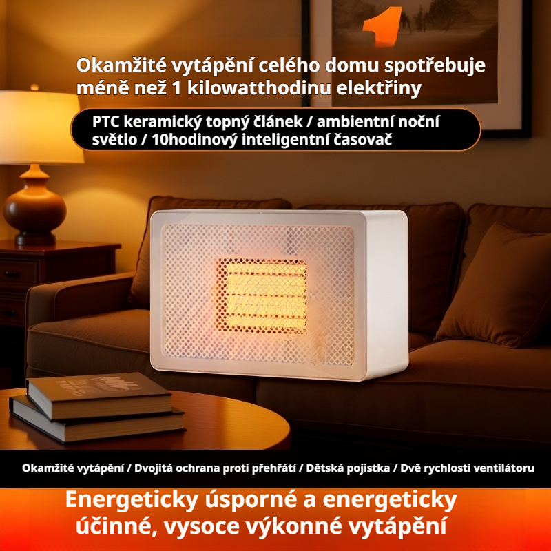 Stolní ohřívač s časovačem pro domácnost