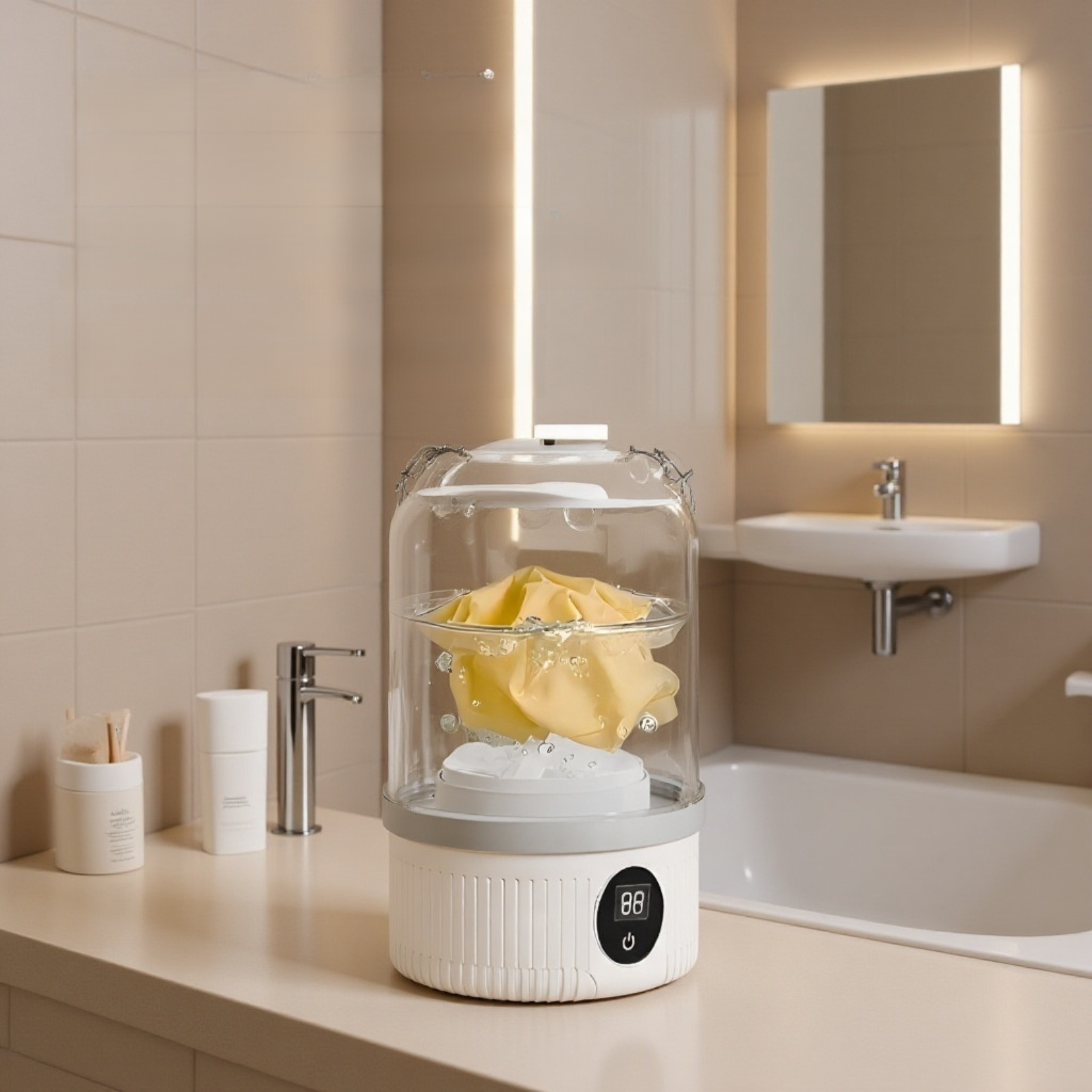 1分でサッと洗える！ミニワイヤレス洗濯カップ