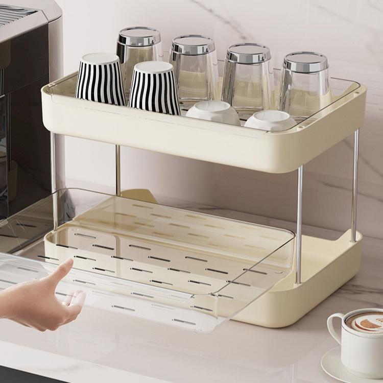 럭셔리 가정용 컵 정리 선반 거실 탁상 컵 홀더 물빠짐 트레이