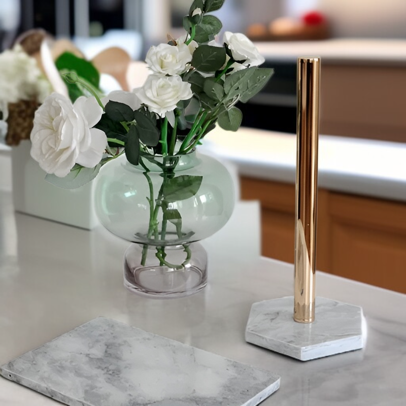 Luxury Gold Marble Paper Towel Holder Countertop Stand (Choose One)
