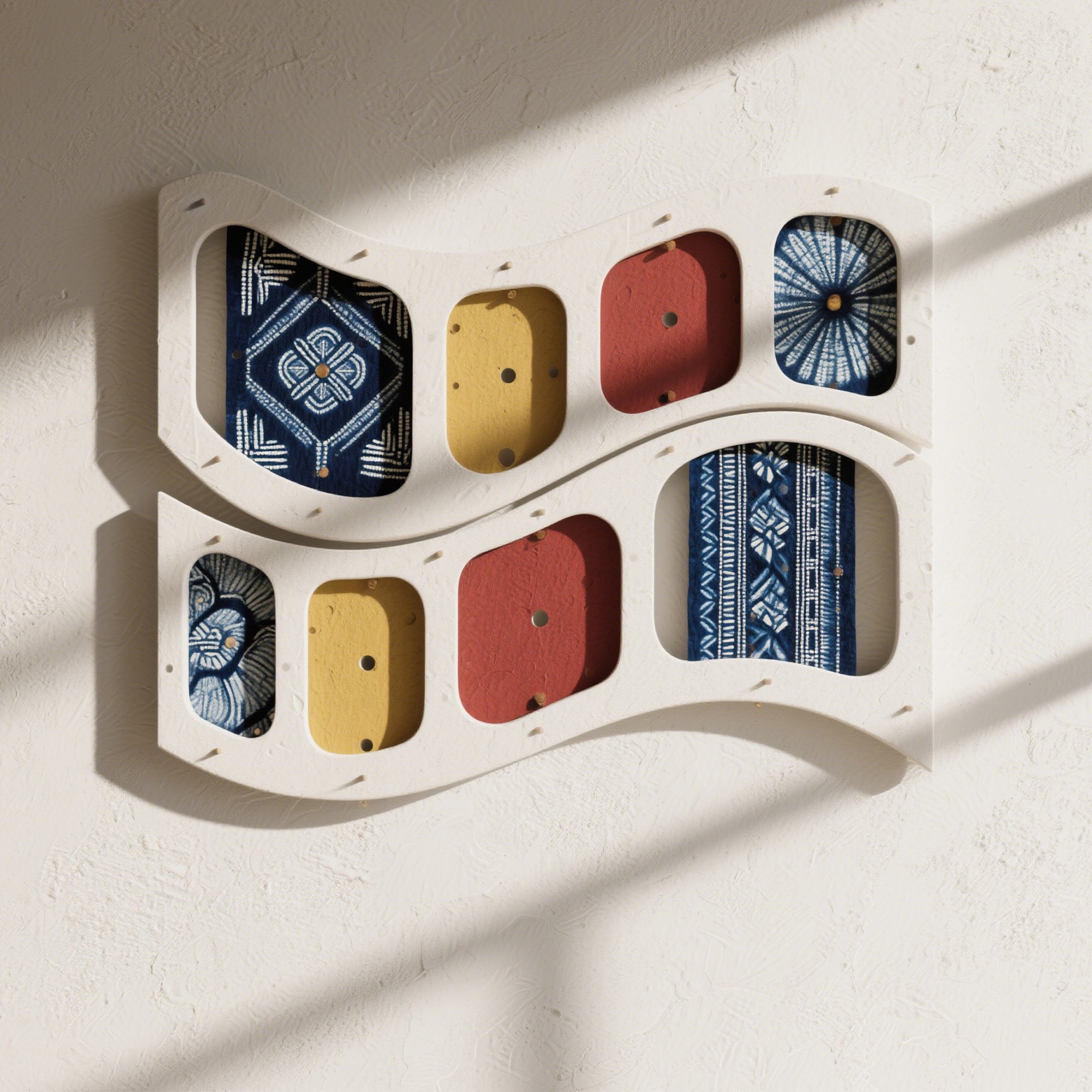 ชั้นวางของติดผนังไม้ดีไซน์คลื่น