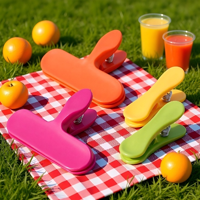 Pinzas de ropa recubiertas de plástico en uso