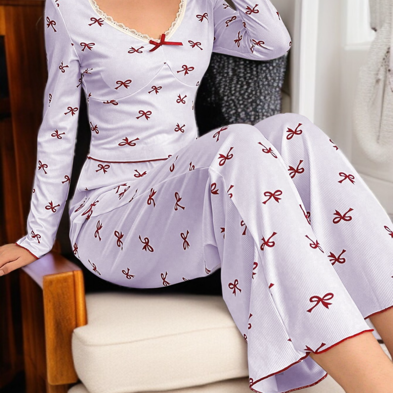 女士家居服套裝穿著效果圖