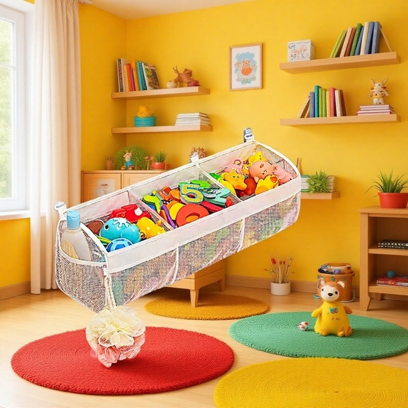 Multi-Grid-Klassifizierung Kinderbadezimmer-Spielzeug-Aufbewahrungstasche Babybadezimmer-Wandbehangt