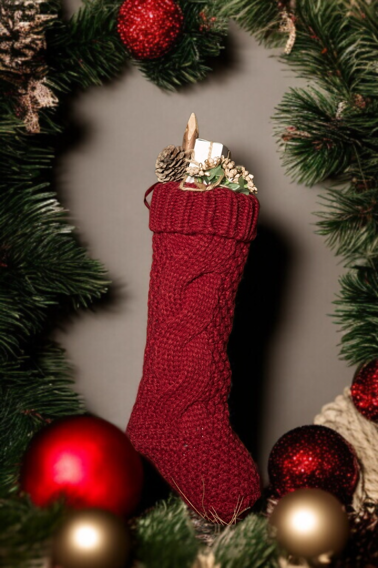 니트 소재 크리스마스 장식 양말