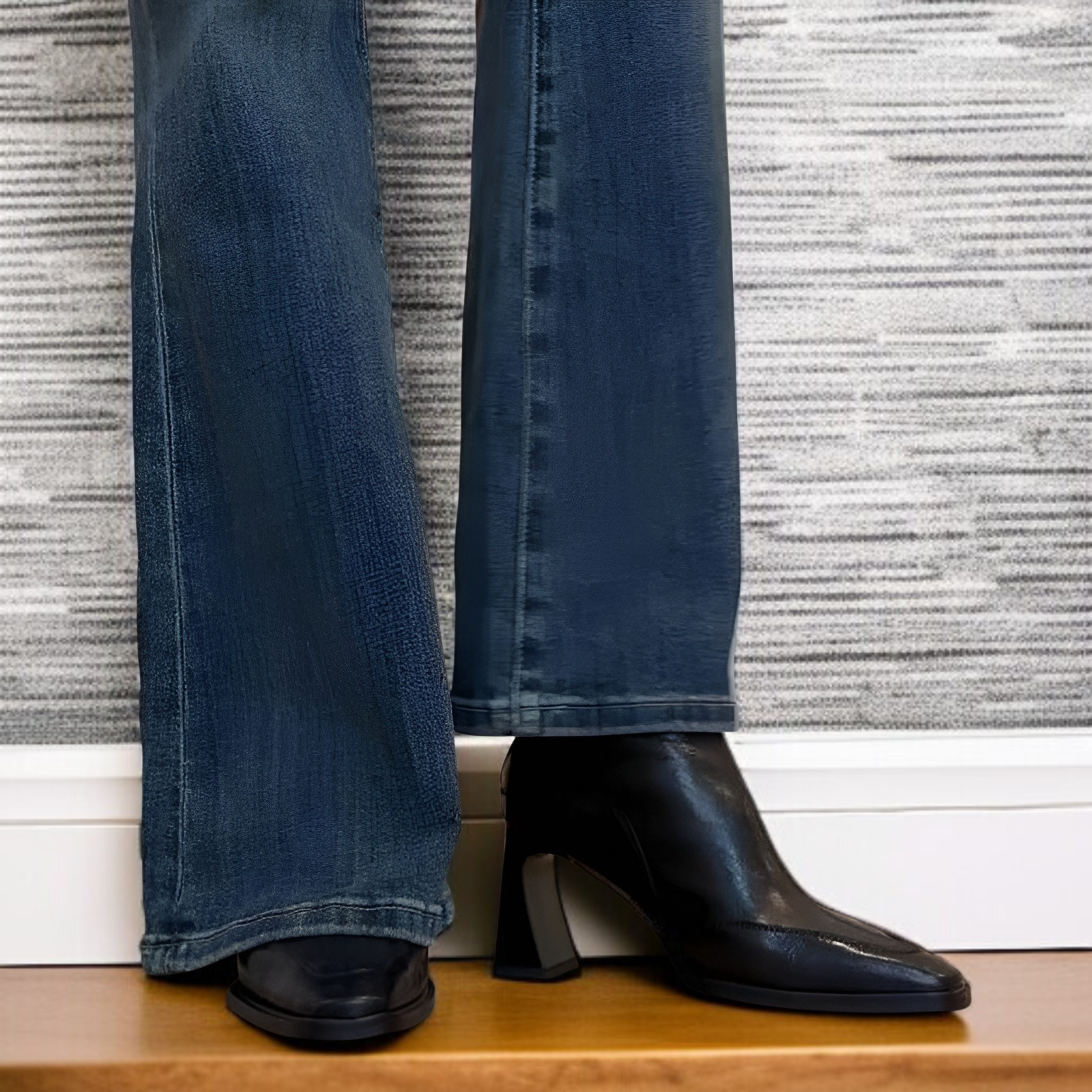 2025年秋冬新作 レディース ストレッチショートブーツ 太ヒール ブラック マーティンブーツ