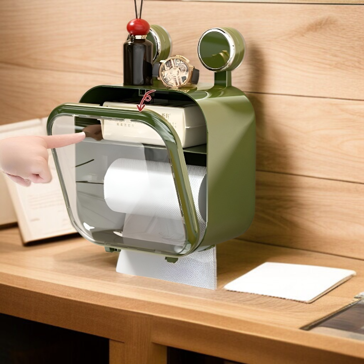 벽걸이 빨판 티슈케이스 비주얼 방수 휴지케이스 수납케이스 화장실 티슈수납케이스