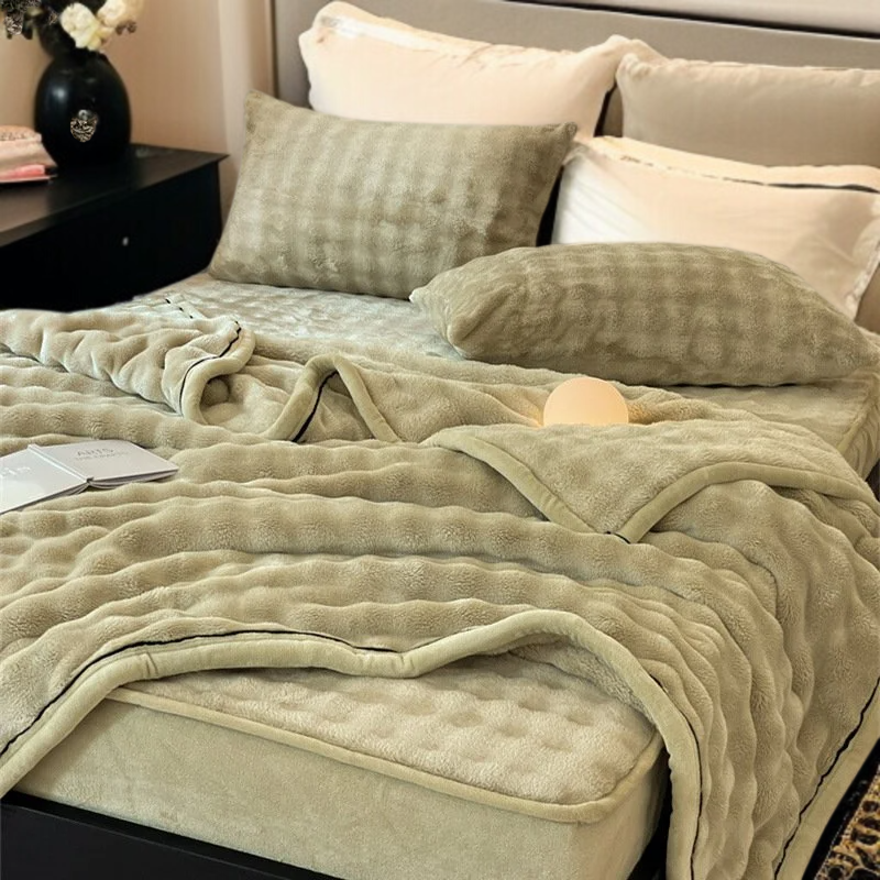 Ropa de cama de terciopelo burbuja con sábana simple y colchón mullido