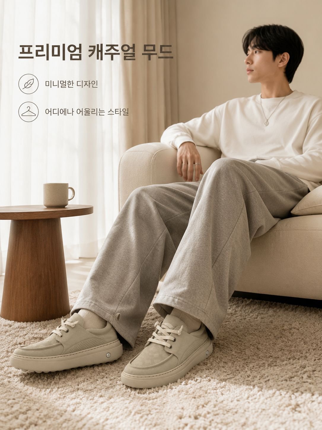 남성용 두꺼운 밑창 캐주얼 슈즈 정면 사진