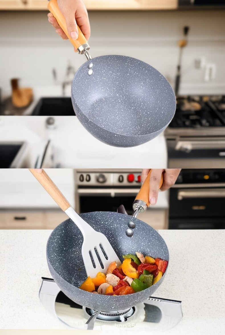 調理中のノンスティックフライパン使用例