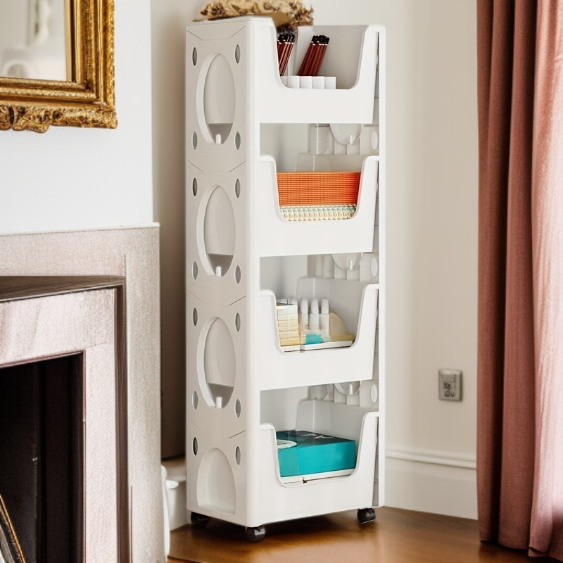 Movable Multi-Purpose Clear Storage Cart for Home, Dorm, Office, Space Saving