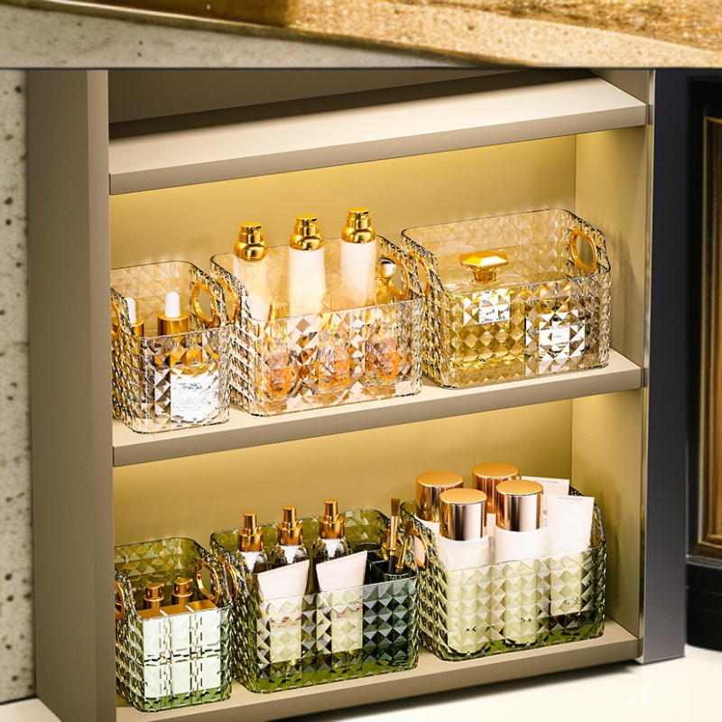 화장품 수납 다이아몬드 거울 박스 립스틱 정리함 욕실 데스크 정리함