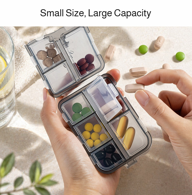 Travel-friendly vitamin storage box clear design