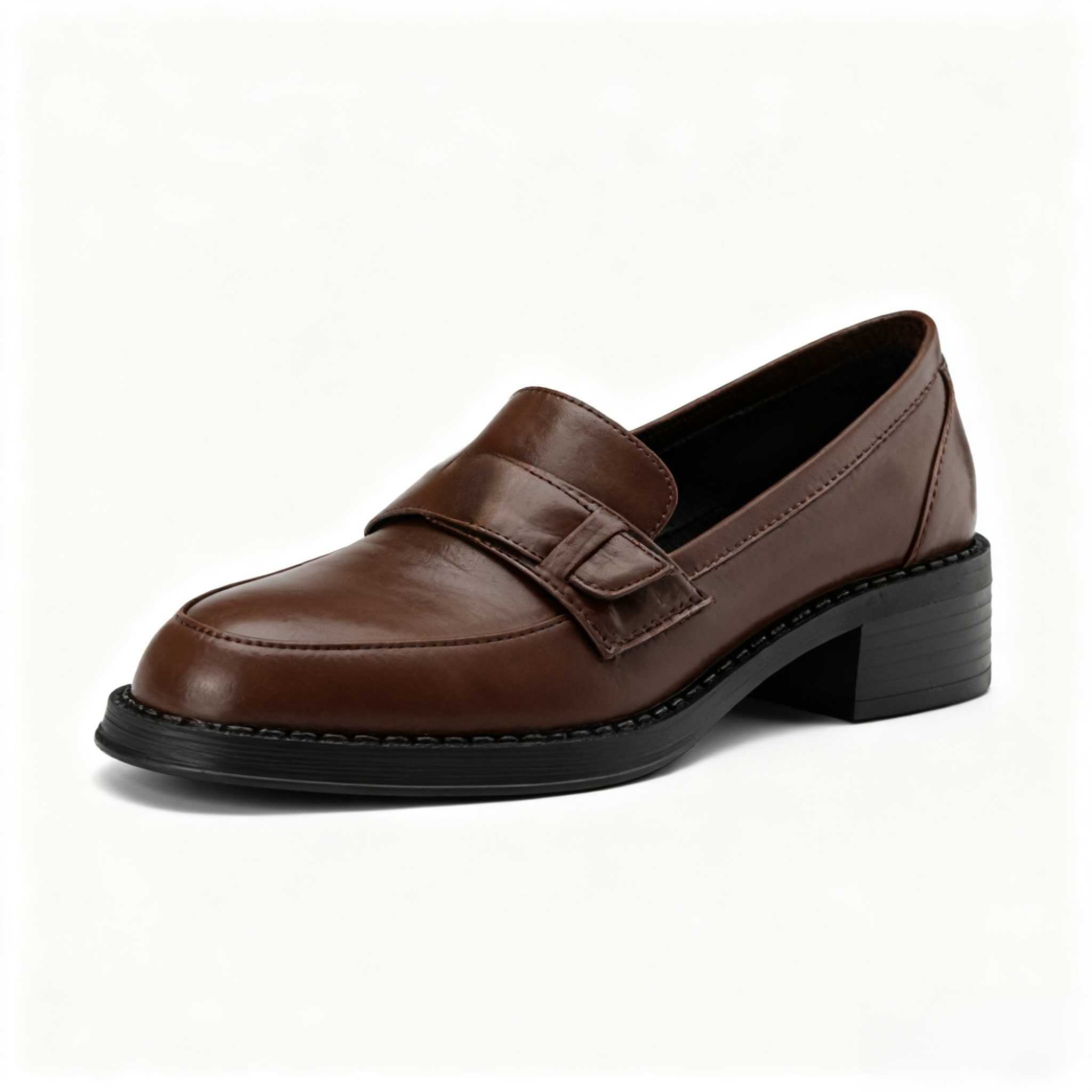 영국 스타일 여성 미드힐 로퍼 전체 이미지