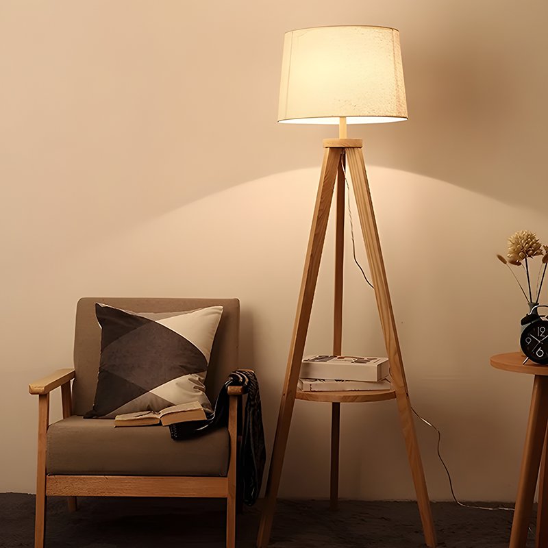 Solid wood tripod stable living room decoration floor light