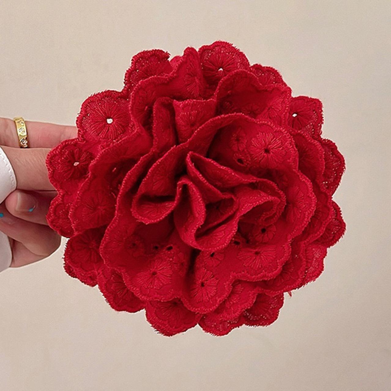 甜美蕾絲花邊花朵盤髮抓夾