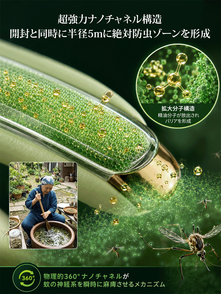 【100％天然植物エッセンシャルオイル】蚊よけブレスレット