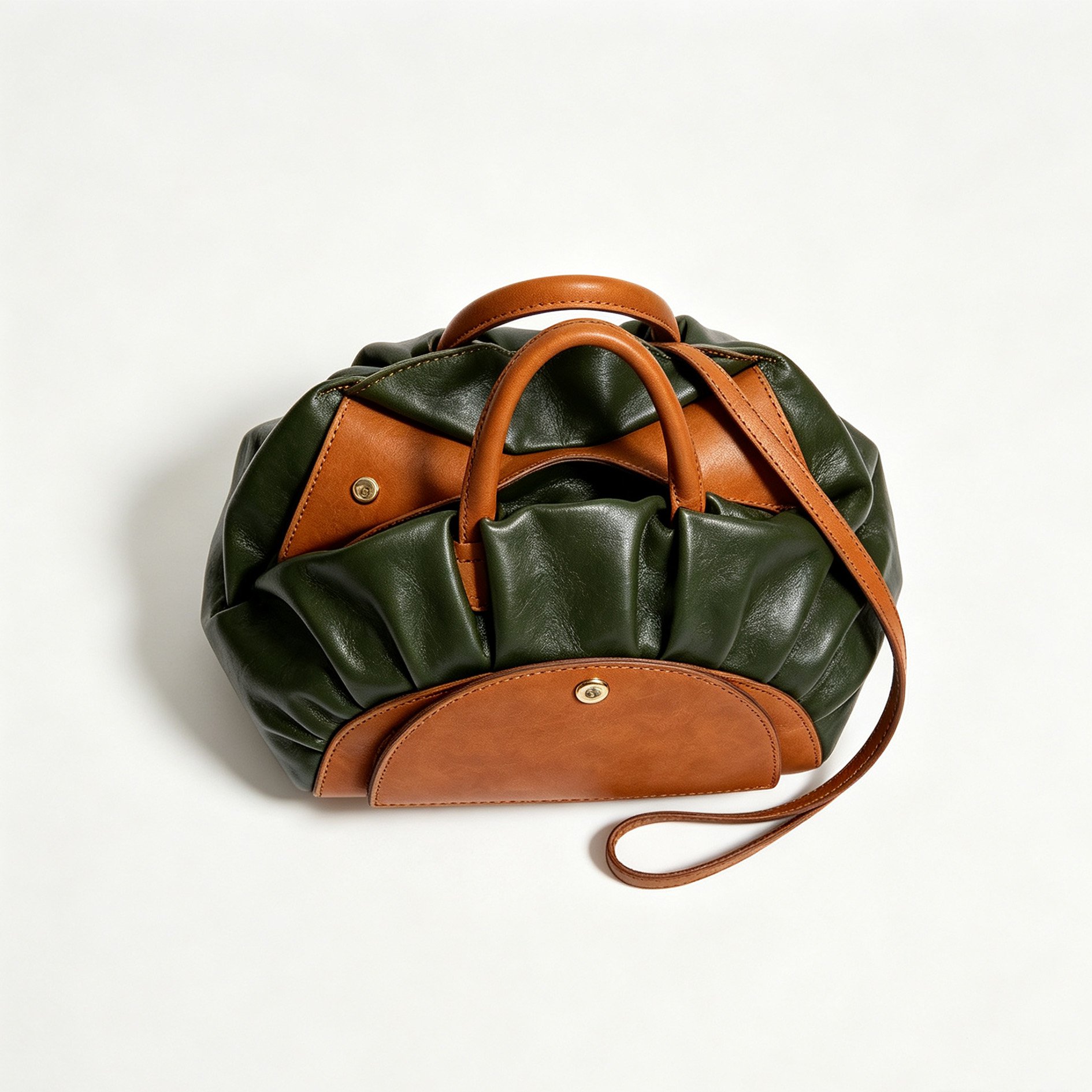 Senyu wrinkled leather handbag