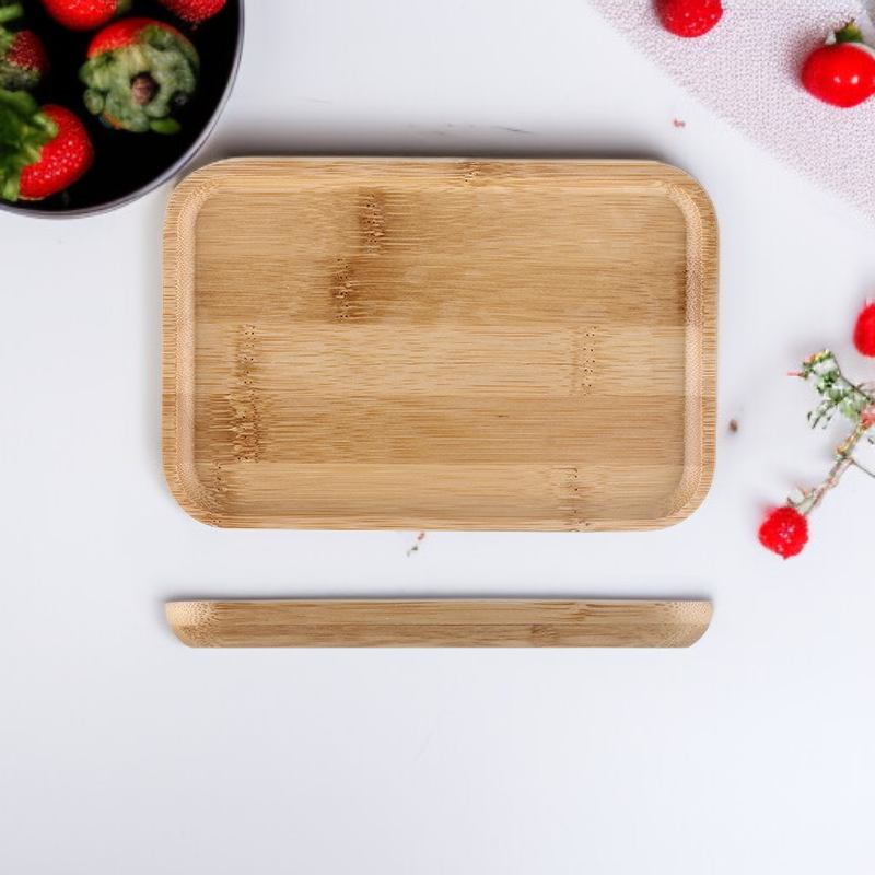 유리 덮개가 달린 목재 사각형 다과판