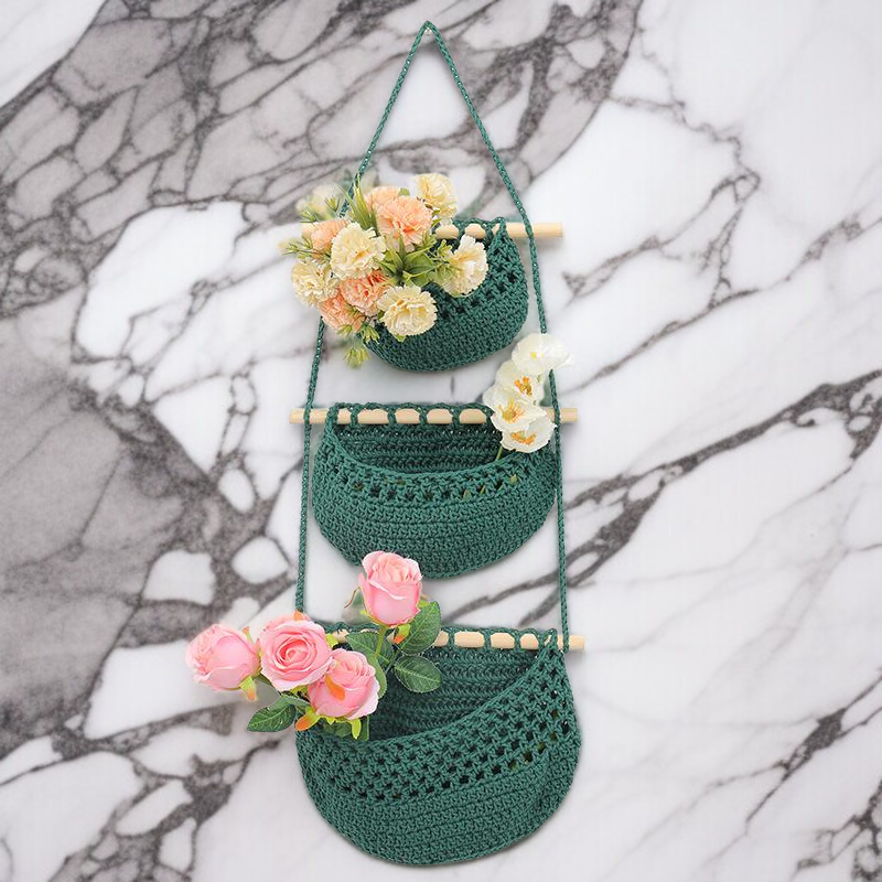 수공 짜임 다층 망태기 수납