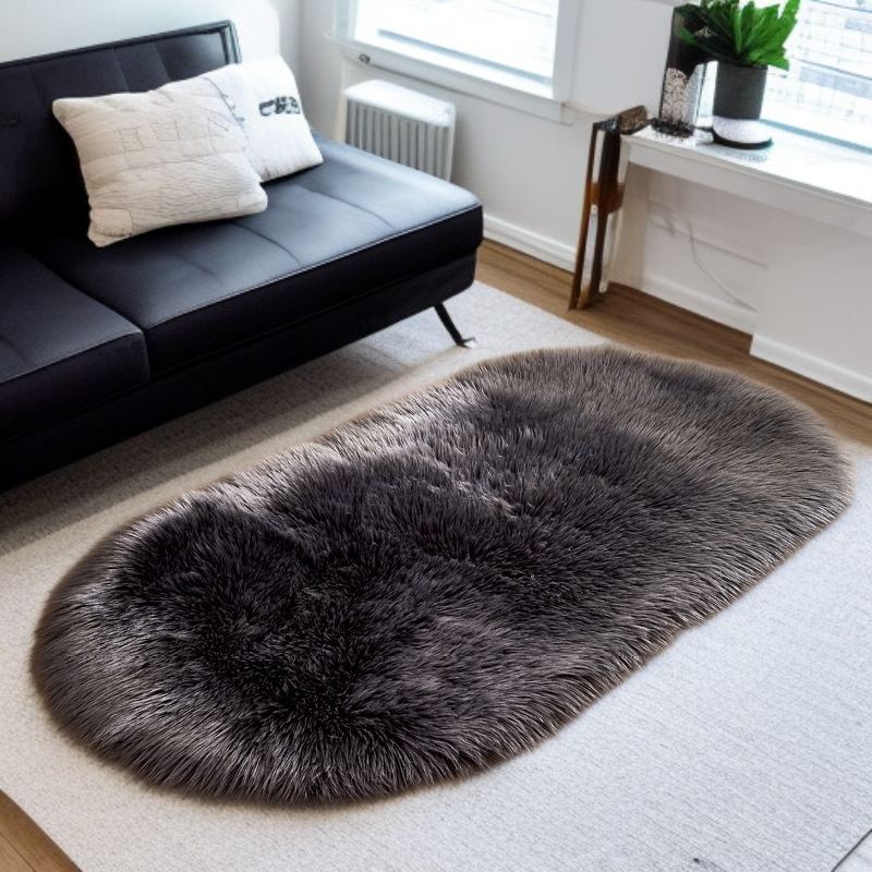 スタイリッシュな滑り止め付きふかふかラグ