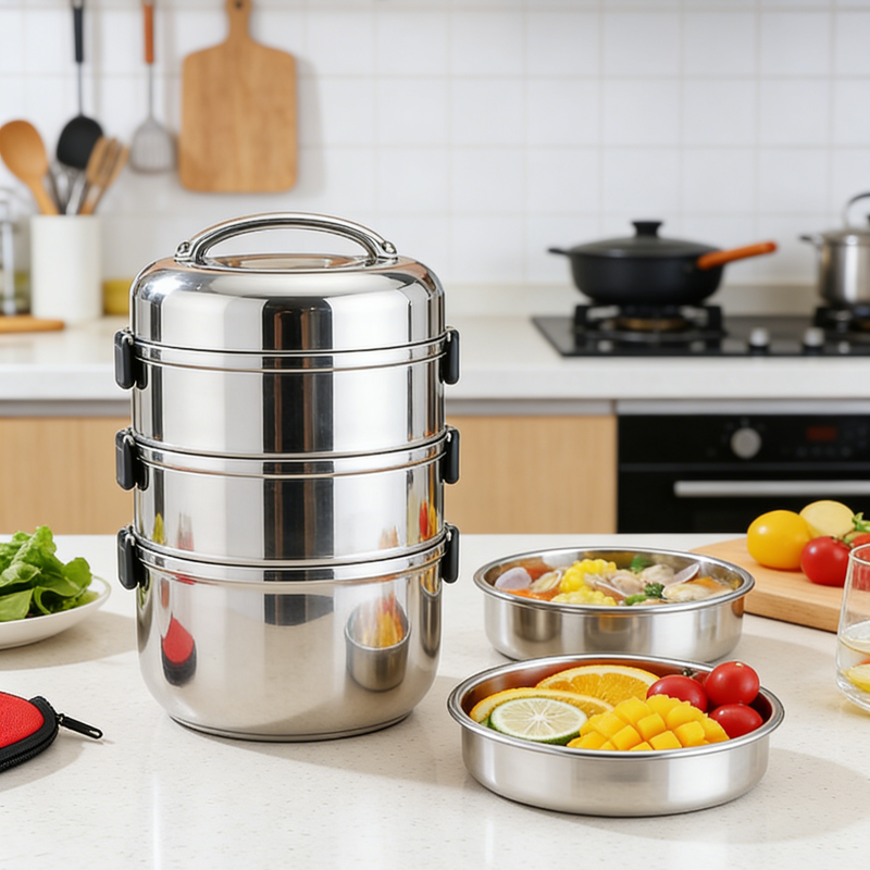 學生用不鏽鋼保溫午餐便當盒 可定制圖案 蘋果造型便當盒