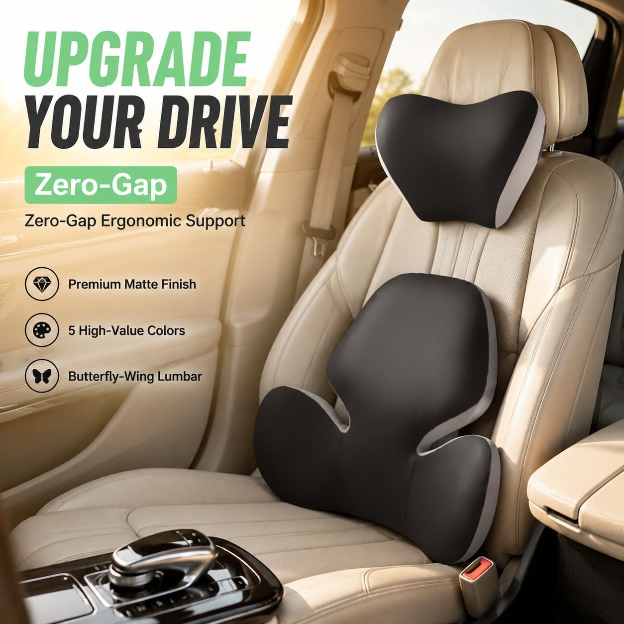 Car Seat Cushion Lumbar Back Support Pillow