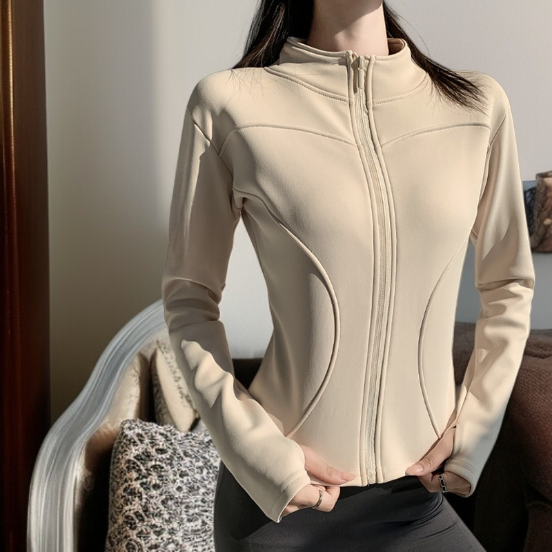 여성 다운 코트 가을 겨울 슬림 상의 긴팔 요가 피트니스 코트 러닝 보온 코트