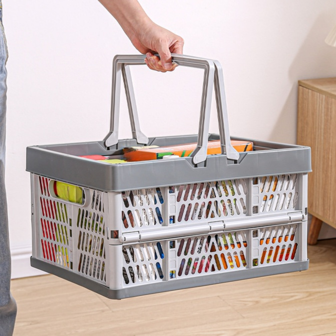 可折疊收納框手提籃 買菜籃 置物收納野餐籃