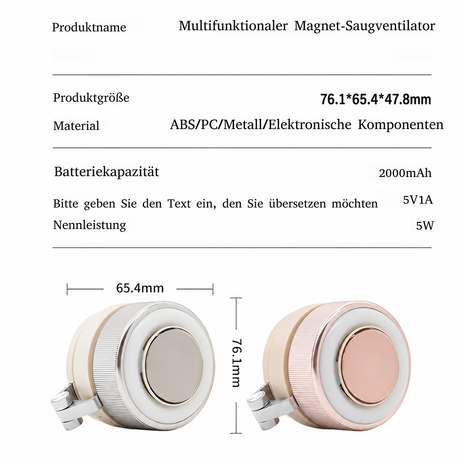 Tragbarer, kabelloser, magnetischer Handventilator ohne Blätter, wiederaufladbar
