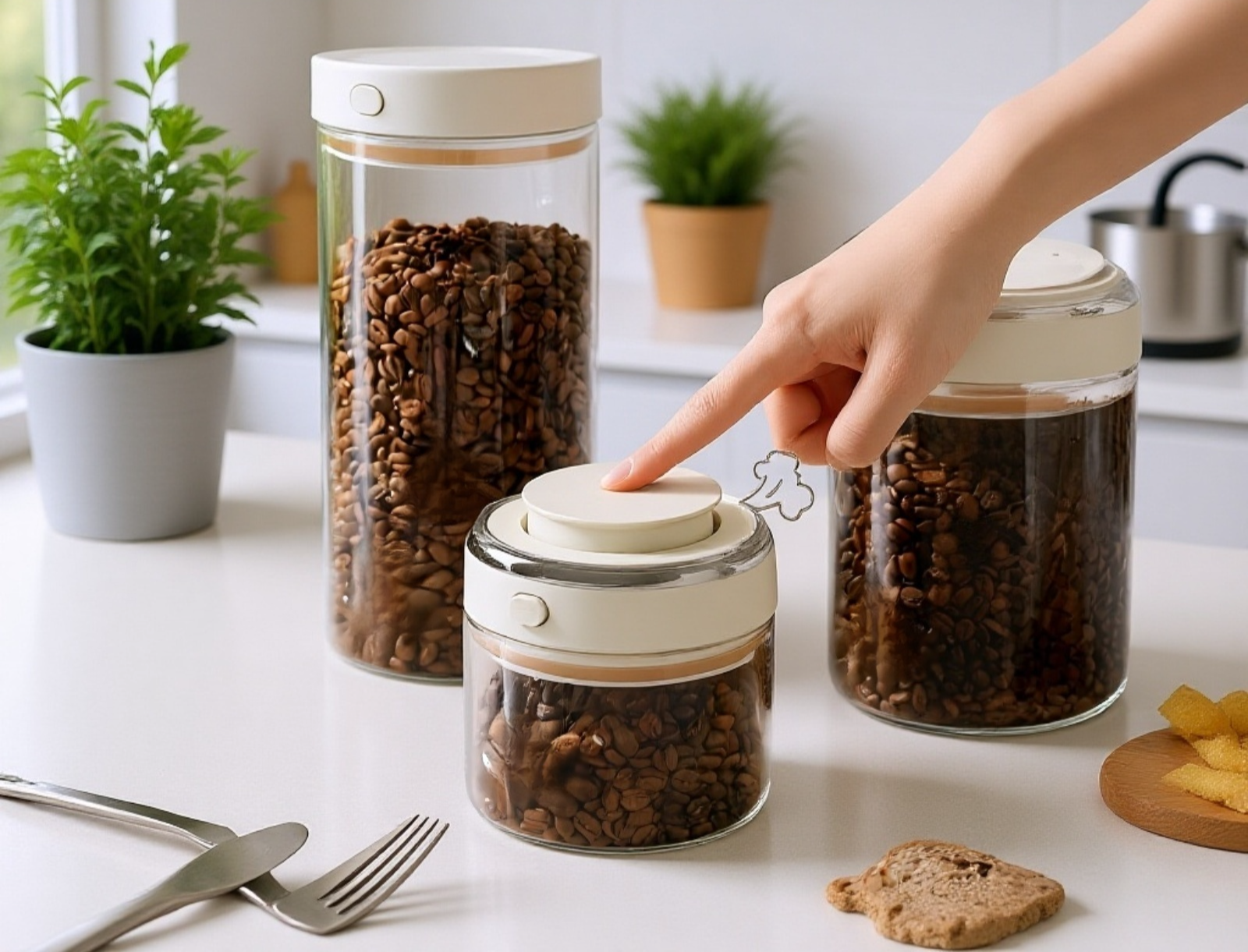 Coffee bean storage glass sealed jar