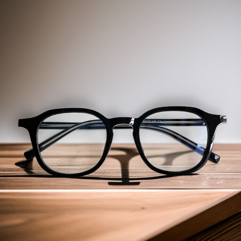 Montura de gafas metálica vintage poligonal con lentes planas