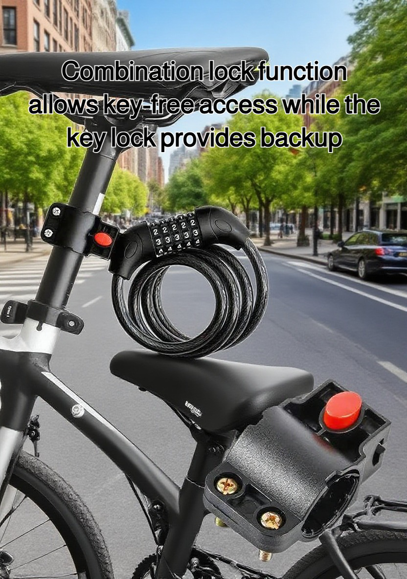 Easy-to-use key lock securing a bike to a rack