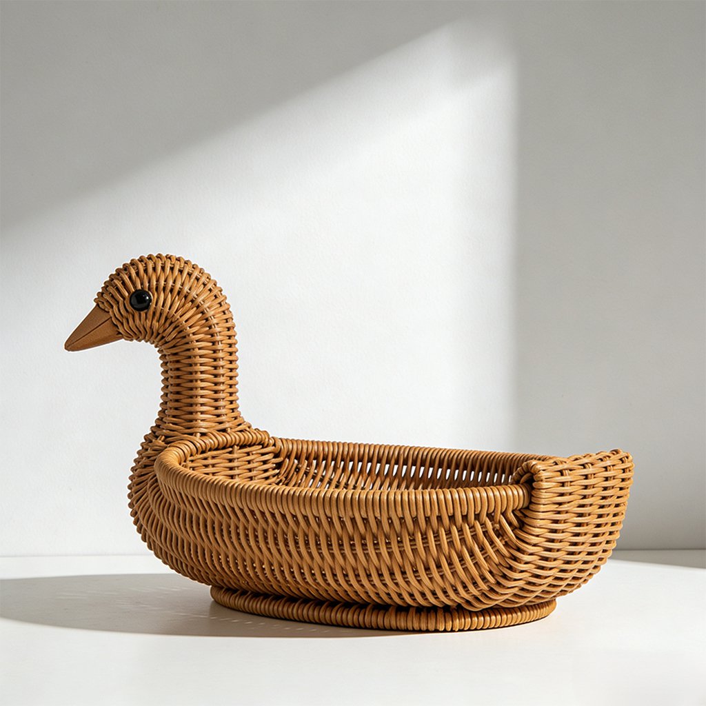 アヒル型ラタンバスケット