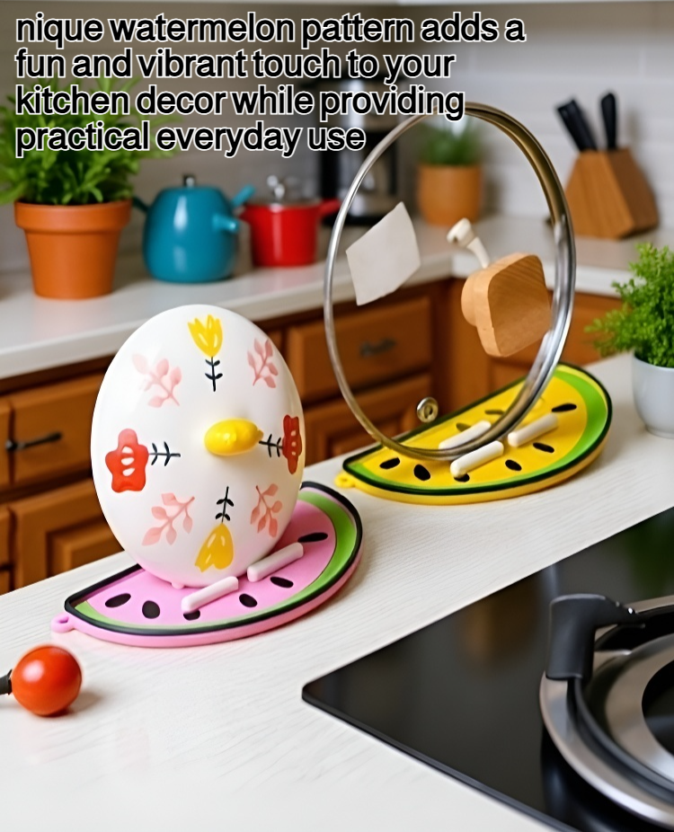 Watermelon draining heat-resistant pot lid mat in kitchen setting