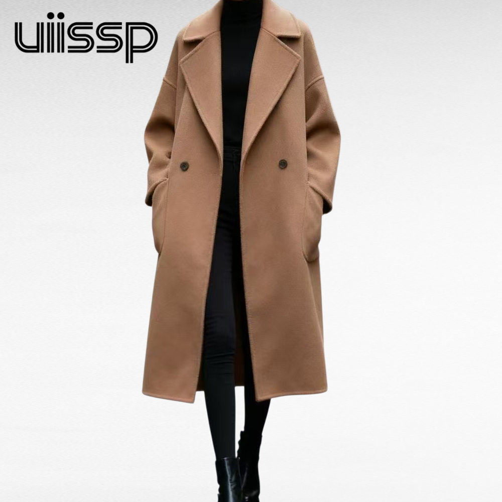 브라운 퀼팅 울 코트