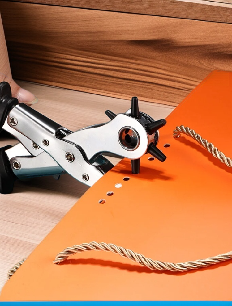 Professional laborsaving belt hole punch in use