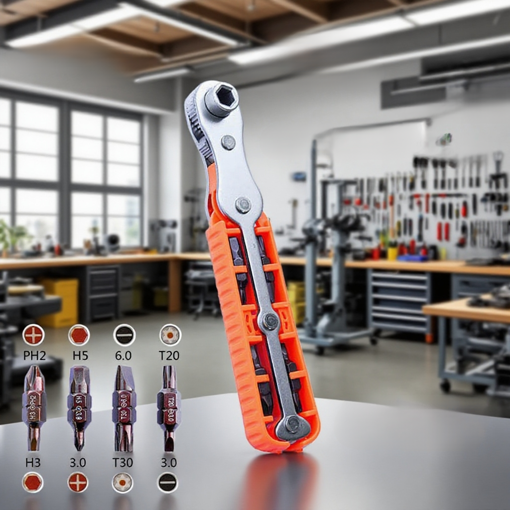 Narrow bidirectional ratchet screwdriver set